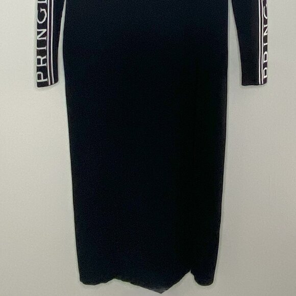 Pringle of Scotland x HM - Ribbed, Maxi, Front Split, Black/White Dress - Size L - Picture 2 of 8